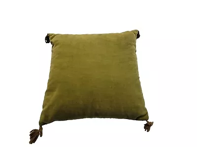 Vintage Avocado Green Velvet Throw Pillow With Tassels 12  X 12  • $11.04