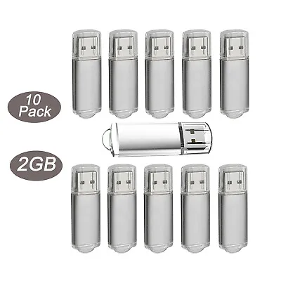 10 Pack Lot 2GB Memory Stick USB Flash Pen Drive Thumb USB Disk USB 2.0 Silver  • $44.99