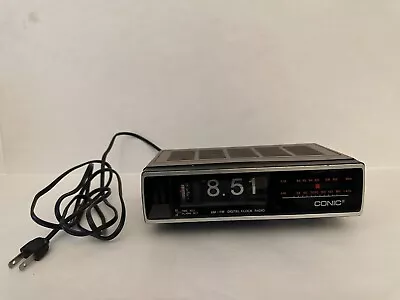 Vintage 80s Conic Flip Clock Alarm Clock AM/FM Radio Working U-162A MCM • $45