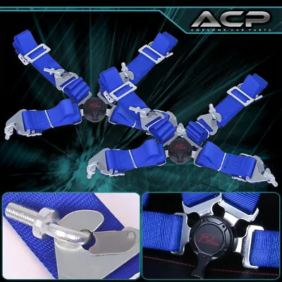 2X Blue 4 Point 2  Cam Center Lock Quick Release Nylon Seat Belt Harness Safety • $45.99