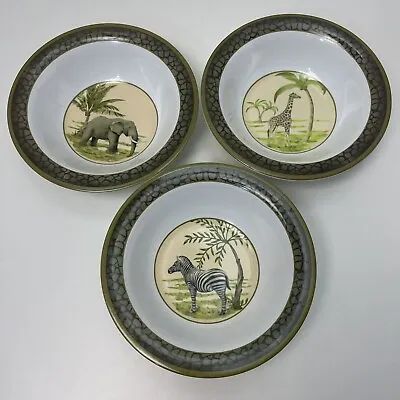 Fourstar Melamine Bowls Set Of Three Tropical Jungle Animals Giraffe Zebra￼￼￼ • £9.99