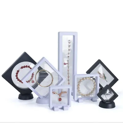£2.38 • Buy 3D Clear Floating Display Frame Shadow Box Jewelry Display Stand Ring Holder