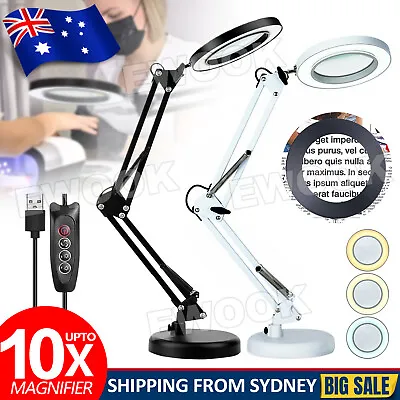 10X/5X Magnifying Glass With LED Light Magnifier Crafts Reading Desk Stand Lamp • $22.95