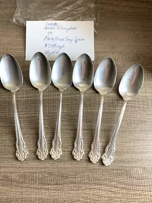 Vintage Lot Of 6 Soup Spoons ONEIDA COMMUNITY Silverplate 1901 AVALON 7   VGUC • $22.50