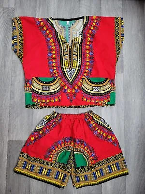 Kids Dashiki African Top Shirt And Trousers Age 2 To 3 West African Nigerian  • £7.50