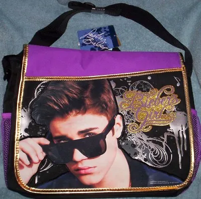 £43.58 • Buy Justin BIEBER Messenger Bag NeW Bieber's Girl 15 X11  Large Book Bag Pockets NWT