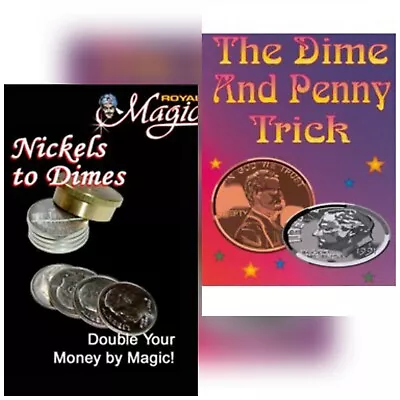 £29.07 • Buy 2 Awesome Coin Tricks-Dime & Penny,plus Nickels To Dimes,Royal Magic Bogo!