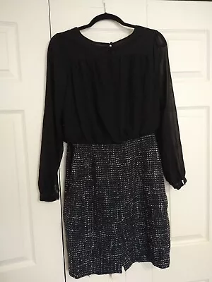 W118 Walter Baker Womens Size S Long Sleeve Waisted Blouse Top Knit Skirt Dress • $12.95