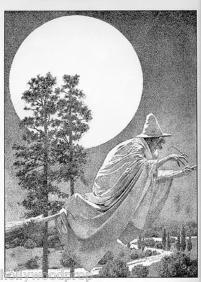 Maxfield Parrish The Witch Drawing Art Artwork Halloween Poster Print Reprint • $12