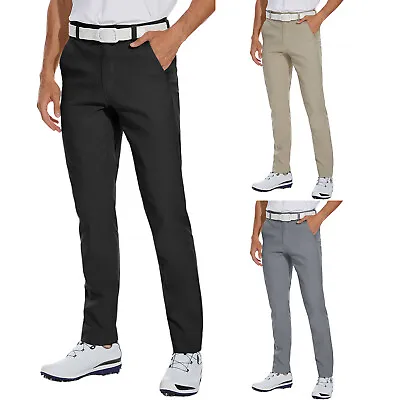 Men's Stretch Dress Pants Slim Fit Tapered Cotton Touch Casual Chino Trousers • $20.99