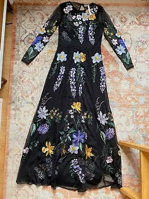 ASOS EDITION Wisteria Embroidered Maxi Dress NWT Size 6 Black Garden Floral • $75