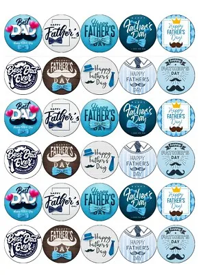 30 X Fathers Day Cupcake Toppers Edible Wafer Paper Fairy Cake Toppers • £2.70