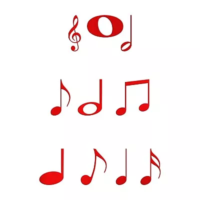 Music Notes Sticker - 9 Pack Of Music Decals - Choose Chrome Color Size • $3.95