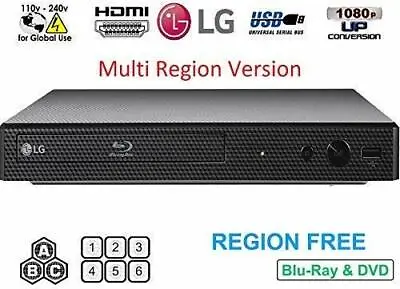 LG Refurbished REGION FREE BLU-RAY DVD PLAYER ZONE A B C DVD 0-8 USB BP250 • $119