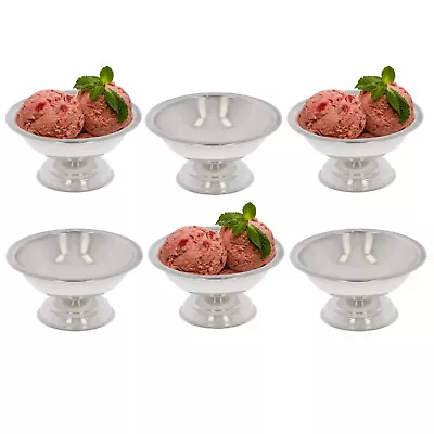 Ice Cream Bowls Stainless Steel Sundae Cups Coup Dessert Fruit Serving Dishes X6 • £13.99