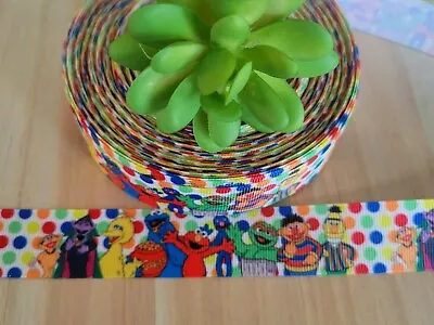 1  (1 YD) Sesame Street Ribbon Cookie Monster Big Burd Burt Ernie Elmo Grover • $1.25