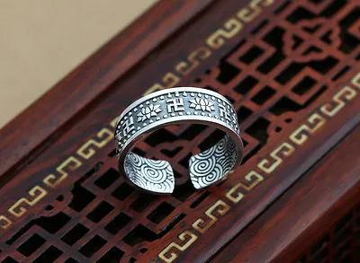 $16.99 • Buy Lotus Open Pinkie Thumb Ring 999 Sterling Silver Men Women Buddhism A3824