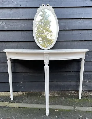 Large Painted Demi Lune / Half Moon Console Hall Table • £75
