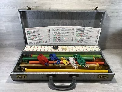 Vtg Mah Jongg Set With 5 Bakelite / Catalin Racks 164 Tiles Case Dice Coins • $149.99