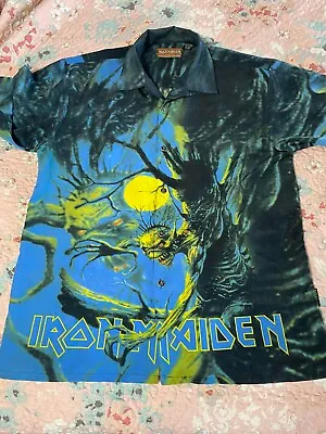 Iron Maiden Official Original Dragonfly Fear Of The Dark Size XL Button Up Shirt • $180