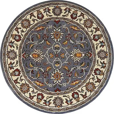 Round Hand-Tufted Carpets Traditional & Classical Wool Area Rug Gray • $481