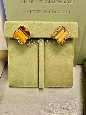 Van Cleef & Arpels Magic Alhambra Earrings Tiger Eye Yellow Gold SPECIAL ORDER • $9975