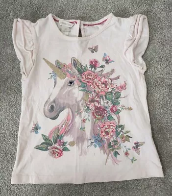 Girls Monsoon 3-4 Years Pink Unicorn Sequins Glitter Top • £3.99