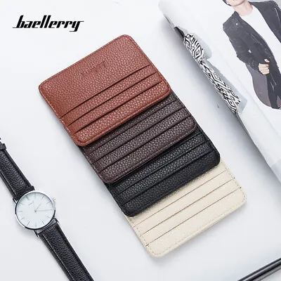 New Men Women Minimalist Leather Slim Credit ID Card Holder Pocket Mini Wallets • $6.84