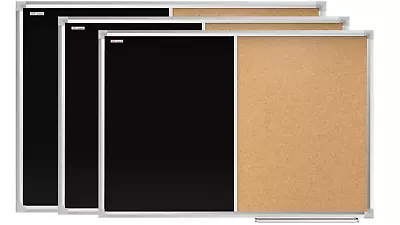 £4.95 • Buy Combination Board Blackboard Chalkboard Cork Board Pinboard Aluminium Frame 
