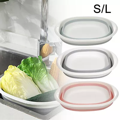 Collapsible Washing Up Bowl Multi-function Basin Fordable Camping Travel Colors • £6.19