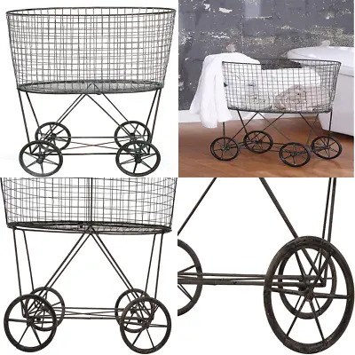 $122.61 • Buy Metal Laundry Cart With Wheels Basket Storage Shelf Closet Dress Cleaning House