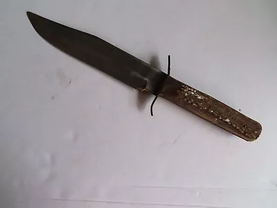 Vintage Massive Edge Brand Solingen Germany Bowie Knife With Stag Antler Grips • $74.99