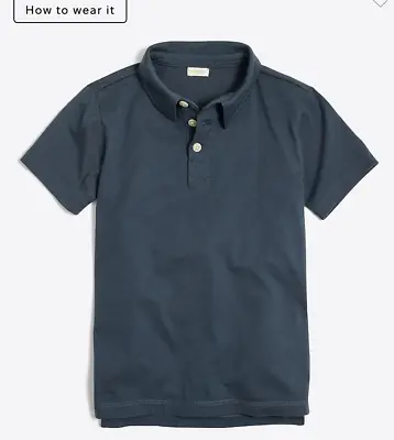 J.Crew Crewcuts Boys Jersey Polo Shirt In Evening Storm Size 10 A1853 • $20