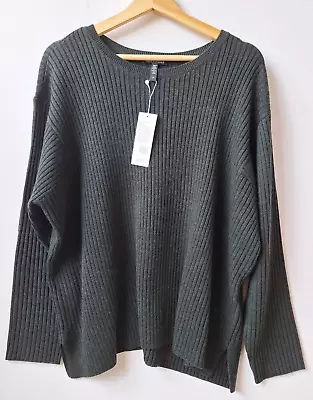 NEW Eileen Fisher Merino Wool Crew Neck Sweater Ivy Size L • $75