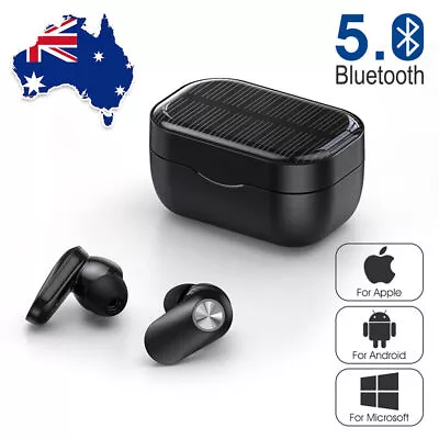 $17.99 • Buy Solar Charging Earphones Noise Cancelling TWS Wireless Bluetooth 5.0 Headphones