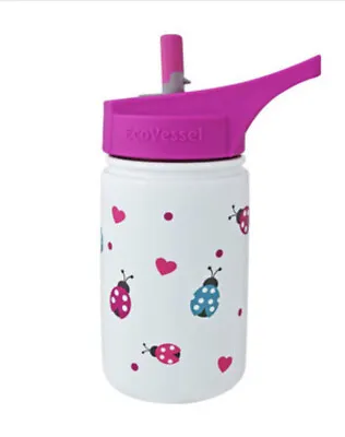 Ecovessel 13oz Scout Ladybug Stainless Steel Kids Water Bottle With Straw NEW • £9.50
