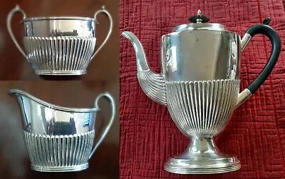 1900's Mappin & Webb's Prince's Plate Silver W8898 Coffee Pot Cream+Sugar Bowls • $59.95