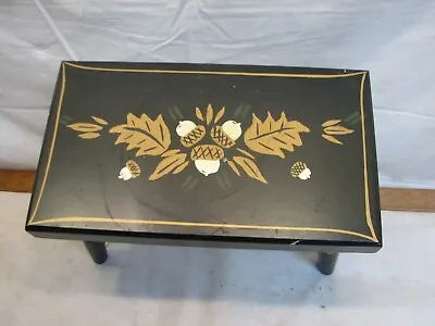 Vintage Tole Painted Leola PA Dutch Oak Leaf Acorn Wooden Foot Stool Bench • $89.99