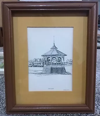 Vintage 1978 Clark M. Goff “Oak Bluffs” Massachusetts Gazebo Ink Etching Print • £24.13