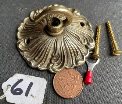 Vintage CEILING ROSE 77mm FRENCH Chandelier Hook Cast Brass C1930 OLD Rococo  61 • £19.99
