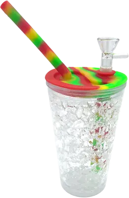 $14.99 • Buy 6'' Plastic Cup Hookah Smoking Bong Silicone Lid Water Pipe Glass Bowl 14mm