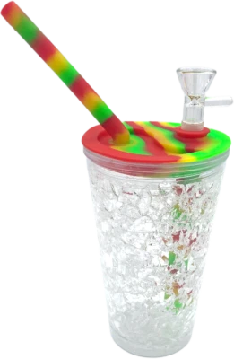 $14.99 • Buy 6'' Plastic Cup Hookah Smoking Bong Silicone Lid Water Pipe Glass Bowl 14mm