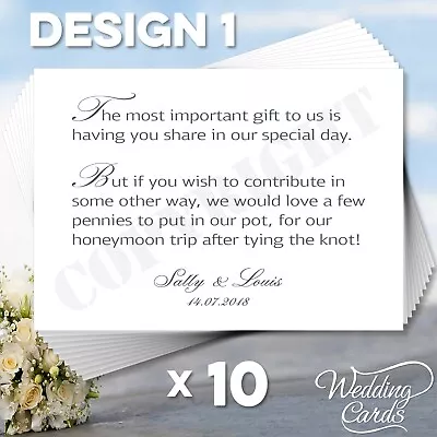 10 X Money Wish Cards Wedding Cash Inserts Gift Honeymoon House Holiday Set A7  • £3.29