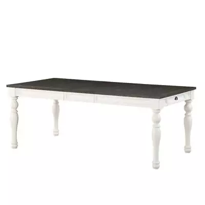 Steve Silver Dining Table 40  W Wood Extendable Rectangle In White And Charcoal • $523.46