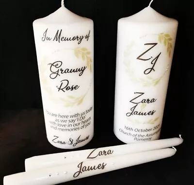 Personalised Wedding Unity Candle Set And Matching Memorial Candle • £60