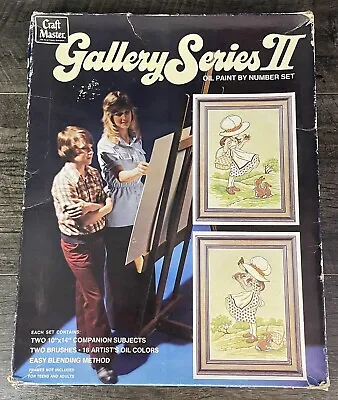 Vintage 1974 Craft Master Gallery Series II Oil Paint By Number Set Country Girl • $10
