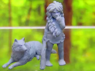 Wild / Feral Wolf Boy & Dog Companion Mini Miniature 3D Printed Figure Model • £11.39