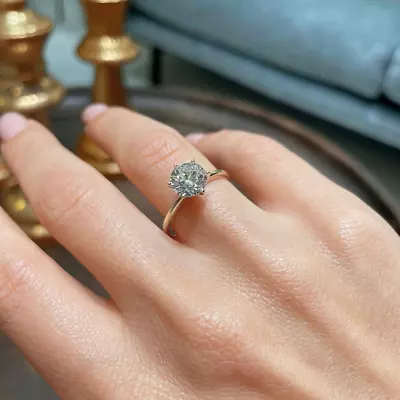 Wedding Engagement Ring 2 Ct Round Cut Solitaire Diamond 14k White Gold Finish • £69.99