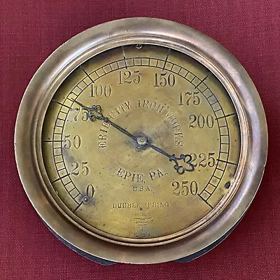 Vintage Erie City Iron Works Brass Steam Pressure Gauge Std Gge Mfg Co. Erie PA • $325