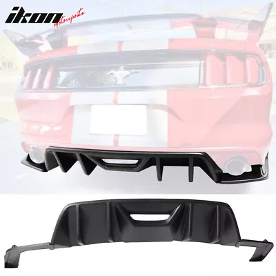 Fits 15-17 Ford Mustang HN Style Rear Bumper Lip Diffuser 3PC Matte Black - PP • $159.99